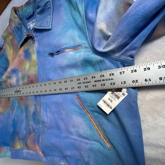 Allen Onya INC International Concepts XXL Tie-Dye Denim Jacket Worldly Blue New - Picture 11 of 12